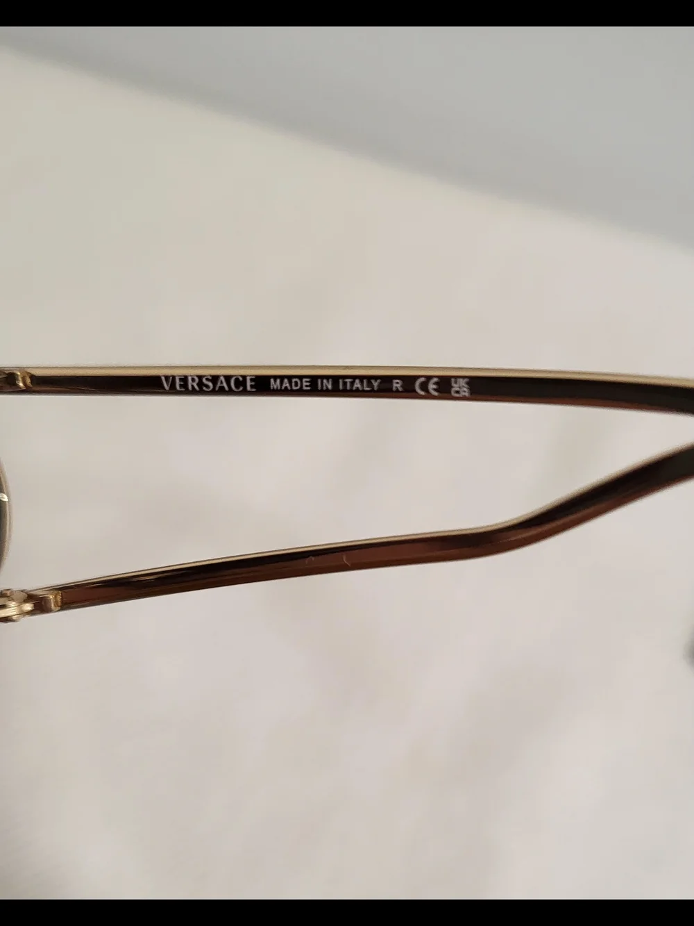 Versace Gold and Brown Designer Slim Temple Eyeglasses